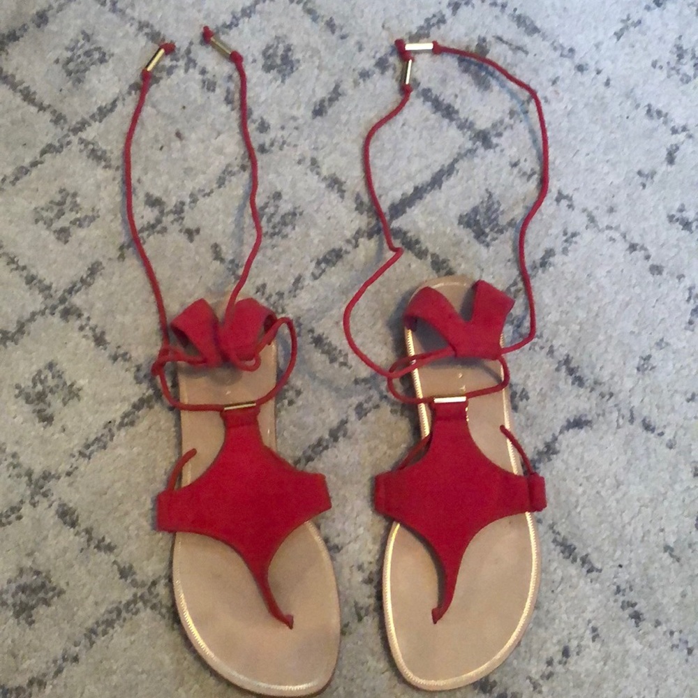 Trina Turk red suede sandals size 7.5.